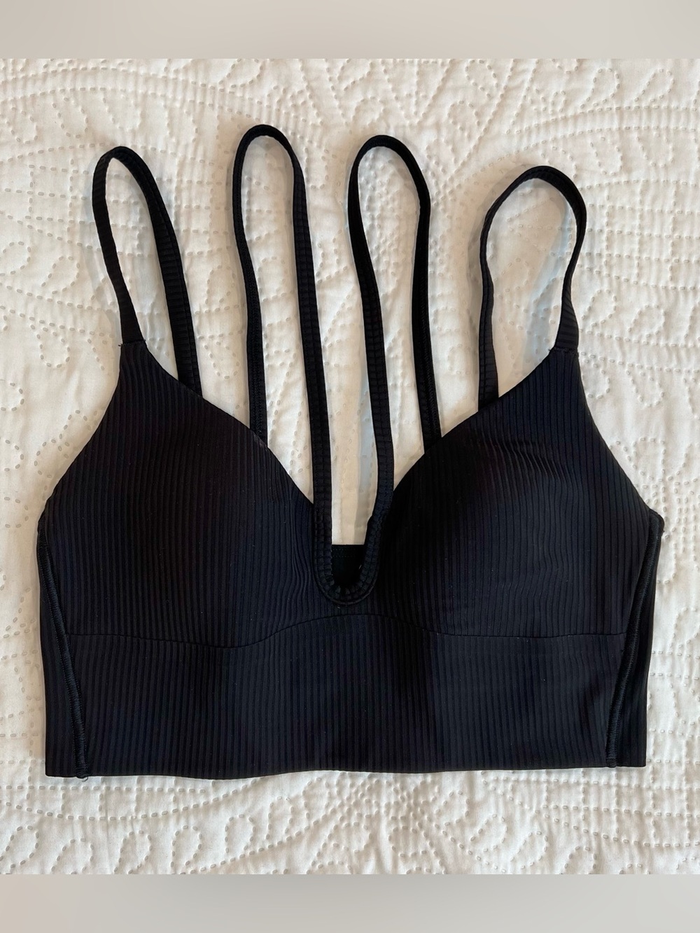 lululemon | Like a Cloud Strappy Longline Ribbed Bra, Black, Size 6